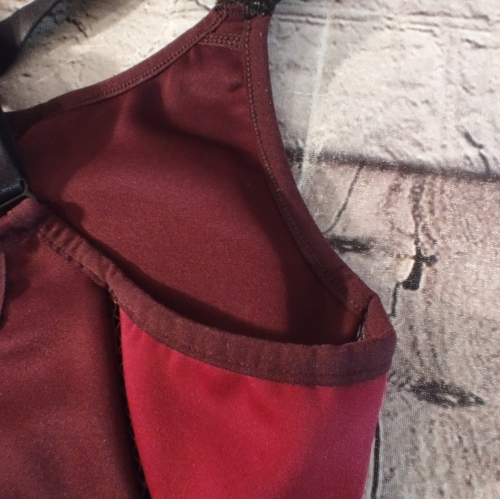 Fabletics Zoe High Impact Red Wine Front Zip Spor… - image 8